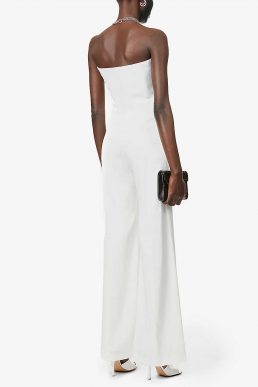 Galvan Paris strapless wide-leg crepe jumpsuit White