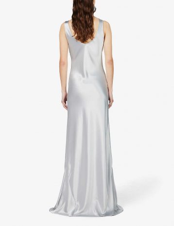 Galvan Valetta scoop-neck satin-crepe maxi dress, Alabaster/Silver - Image 2