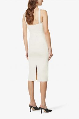 Galvan Venus halterneck stretch-knit midi dress White