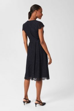Hobbs Anastasia Lace Fit And Flare Dress Navy