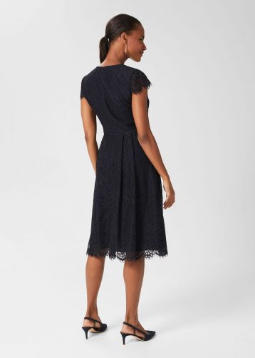 Hobbs Anastasia Lace Fit And Flare Dress Navy