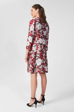 Hobbs Dora Jacquard Coat Red Multi