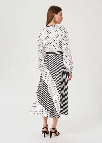 Hobbs Imogen Spot Stripe Dress Ivory Black