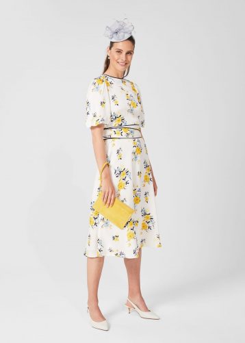 Hobbs Lana Floral Midi Dress Ivory Multi