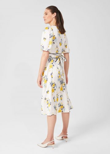 Hobbs Lana Floral Midi Dress Ivory Multi