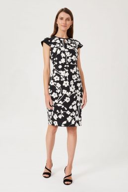 Hobbs Sophia Floral Shift Dress Black Ivory