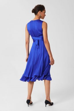 Hobbs Viola V Neck Dress Cobalt Blue