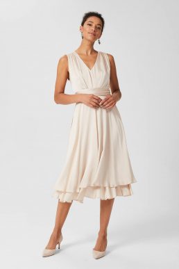 Hobbs Viola V Neck Dress Light Blush