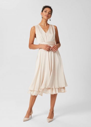 Hobbs Viola V Neck Dress Light Blush