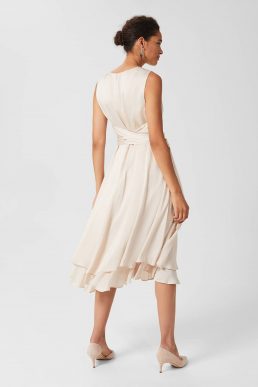 Hobbs Viola V Neck Dress, Light Blush