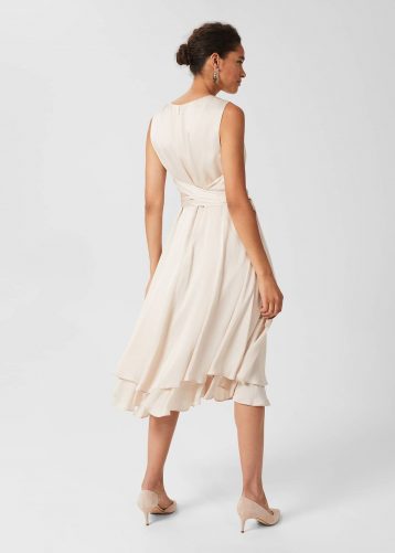 Hobbs Viola V Neck Dress, Light Blush