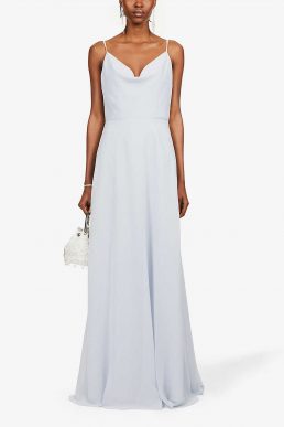 Jenny Yoo Colby cowl-neck chiffon bridesmaid gown Whisper Blue