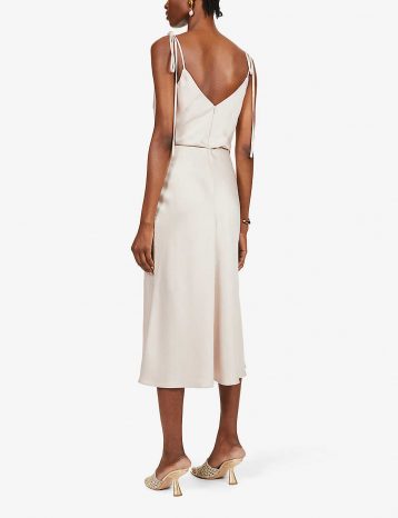 Jenny Yoo Kat cowl-neck satin midi dress Prosecco