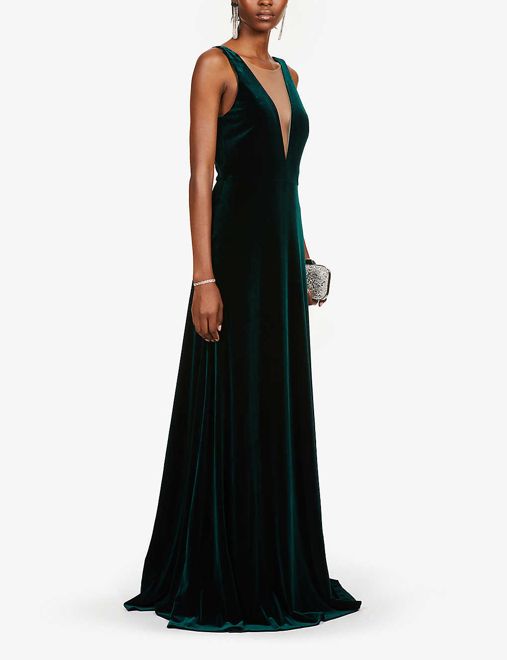 Jenny Yoo Logan Deep-V Velvet Column Gown