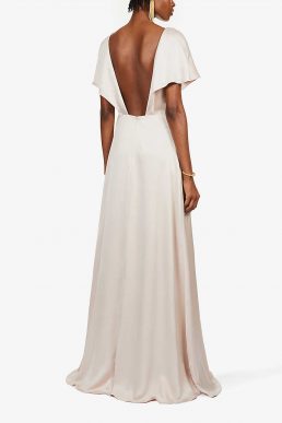 Jenny Yoo Raya V-neck satin bridesmaid gown Prosecco