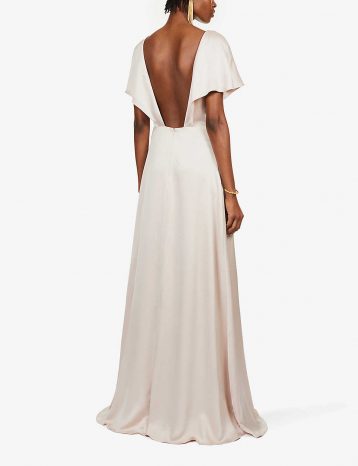 Jenny Yoo Raya V-neck satin bridesmaid gown Prosecco