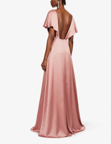 Jenny Yoo Raya V-neck satin bridesmaid gown Wild Rose Pink Blush