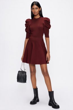 Ted Baker LLORNA Statement sleeve skater dress Deep Purple Red