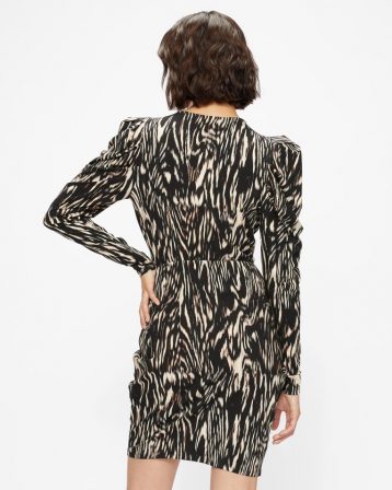Ted Baker TILLLY Zebra stripe jersey mini dress, Black/White - Image 2