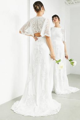 ASOS EDITION Savannah vintage embroidered wedding dress flutter sleeve Ivory