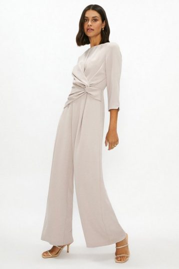 Coast Long Sleeve Twist Detail Jumpsuit Taupe