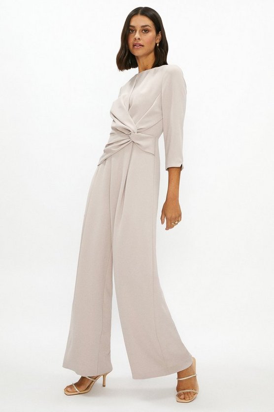 Coast Long Sleeve Twist Detail Jumpsuit, Taupe 