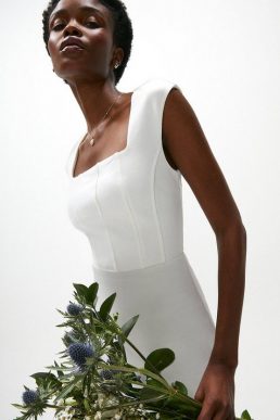 Coast Maxi Fitted Ponte Dress Ivory