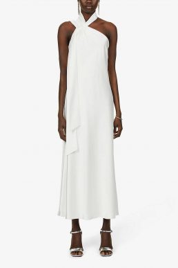 Galvan GALVAN Casablanca halterneck satin-crepe wedding dress, White