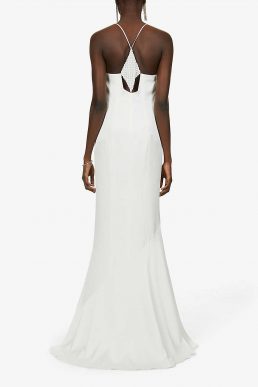 Galvan Venice beaded V-neck crepe wedding dress White