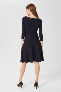 Hobbs Emily Knitted A-line Dress Navy