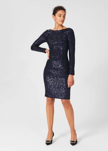 Hobbs Sawyer Sequin Shift Dress Ink Blue