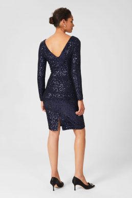Hobbs Sawyer Sequin Shift Dress Ink Blue