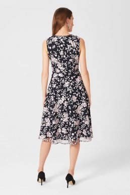 Hobbs Scarlett Embroidered Floral Dress Navy Multi
