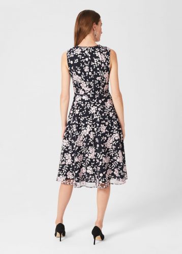 Hobbs Scarlett Embroidered Floral Dress Navy Multi