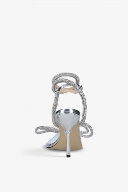 MACH & MACH Double Bow crystal-embellished PVC heeled open sandals Silver