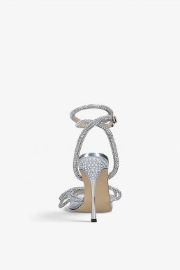 MACH & MACH Double Bow crystal-embellished PVC heeled sandals Silver