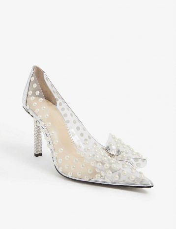 MACH & MACH Fantasy Bow faux pearl-embellished PVC heels Ivory