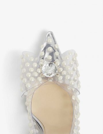 MACH & MACH Fantasy Bow faux pearl-embellished PVC heels Ivory