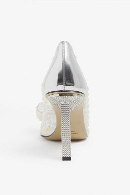 MACH & MACH Fantasy Bow faux pearl-embellished PVC heels Ivory