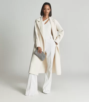 Reiss Adrienne One Shoulder Jersey Bodysuit, Cream - Image 2