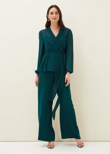 Phase Eight Florentine Wide Leg Co-Ord Trousers Forest Green