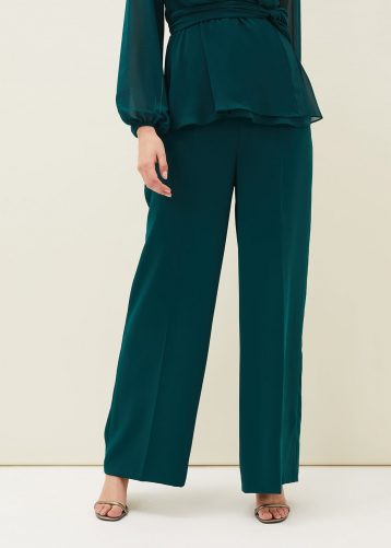 Phase Eight Florentine Wide Leg Co-Ord Trousers Forest Green