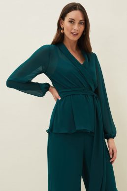 Phase Eight Florentine Wrap Co-Ord Top Forest Green