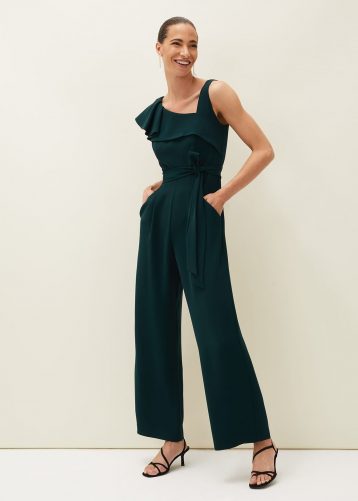 Phase Eight Zelda Asymmetric Belted Jumpsuit Green