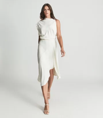 Reiss Mika Sleeveless Dress Ivory