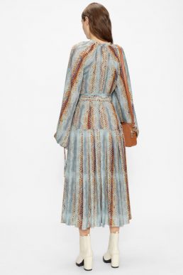 Ted Baker BRITINI Dropped Waist Shirt Dress Light Blue Brown