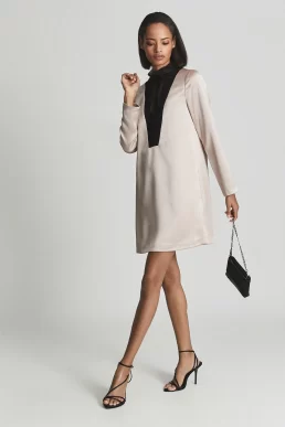 Ted Baker Gabriel Lace front satin midi dress Blush Pink