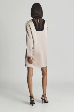 Ted Baker Gabriel Lace front satin midi dress Blush Pink