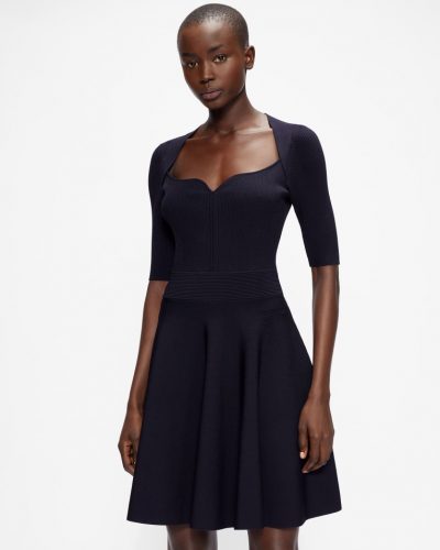 Ted Baker MILLLY Knitted sweetheart skater dress Dark Navy