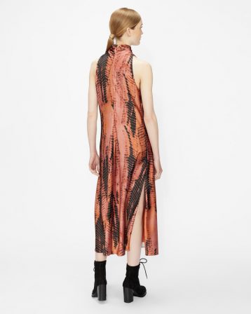 Ted Baker MIRAEYA High neck printed sleeveless midi dress Black Coral Multi